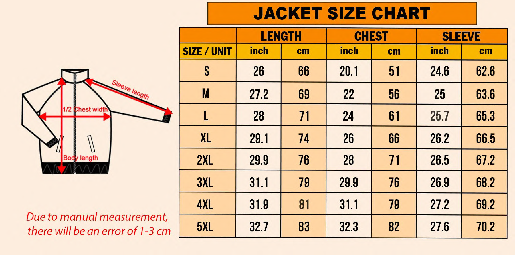 Size Jacket